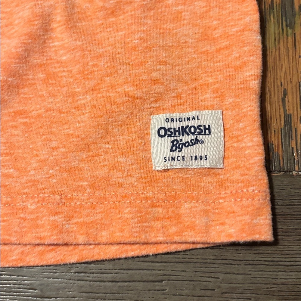 OshKosh B'gosh 3T Orange Crush Henley Shirt and Gravel Grey Pocketed Shorts, EUC - Picture 4 of 7